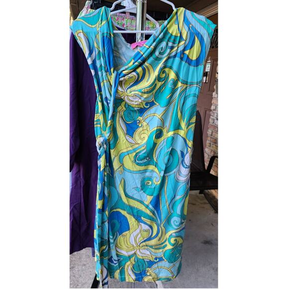Banana Republic x Trina Turk Collection Silk Blend Dress Green Yellow Small - Picture 2 of 8